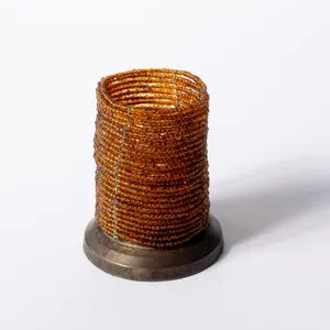 Vintage Pottery Barn Gold Beaded Candle Holder - 4