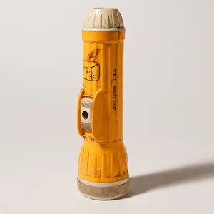 Vintage Orange Ribbed Plastic Retro Flashlight Prop yellow