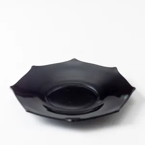 Shiny Black Fluted Octagon Salad Plates 8