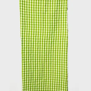 Green and White Checkered Gingham Table Runner fabric