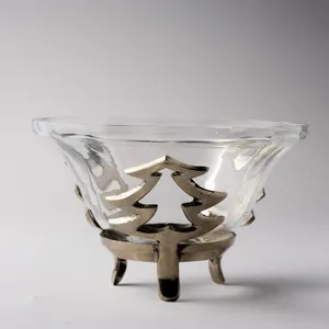 Pewter Christmas Tree with Glass Bowl - 4