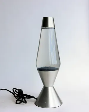 Vintage 90s Lava Lite Silver Lava Lamp Clear Water and Purple Lava