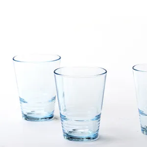 Set of 3 - Light Blue Tumblers Striped Texture - 4