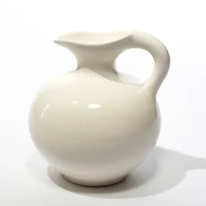 Hand Made Ceramic White Water Pitcher Flower Vessel - 7