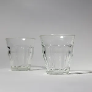 Vintage French Duralex Picardie Clear Ribbed Bistro Tumblers, juice glass