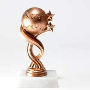 Bronze Antique Gold colored plastic Trophy White Marble Base