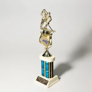 Vintage Plastic Blue and Gold Hockey Trophy