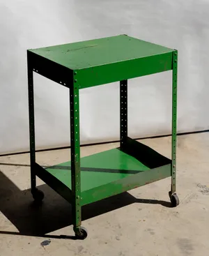 Vintage Green Metal Industrial Utility Cart