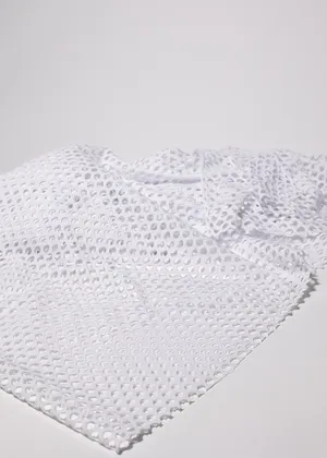 Fabric: White Jersey Holy Fabric 1980s 80's