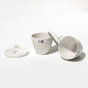 Small Porcelain vessel bowl with lid, Evaporating Dishes, Pharmacy, Laboratory, Vintage, coors