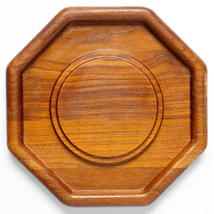 Kitchen Serviceware: 1970s Teak Goodwood Wood Octagon Cheese Board With Glass Dome Cloche