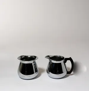 Art Deco Stainless Steel Coffee cream and sugar bowl MCM Mid Century - 3.25