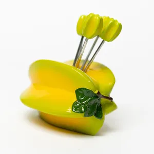 Resin Handmade Star Fruit Figurine with Banana Fruit Toothpicks  Hors d'oeuvres Appetizers with 6 cocktail forks  Cocktail Picks Resin Fruit Shaped Cocktail Forks, Hand Made