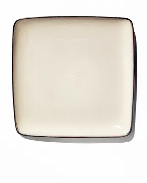 Cream Square Stoneware Plate with Brown Rim Chop Plate Extra Large