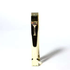 Gold Ice Tongs with a Jeweled Cup on the Side - 6.75