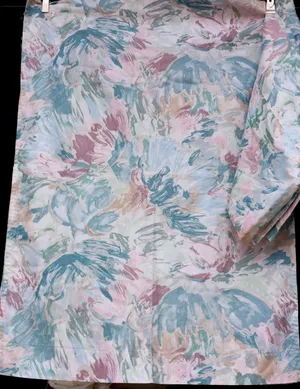 Pair of Floral Curtains and Extra Long Valance Rose Mauve Pink Blue and Beige