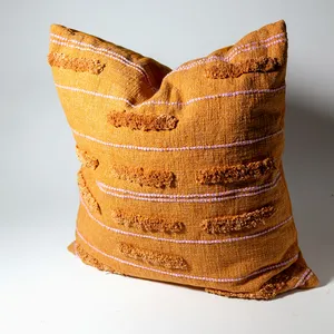 Pillow: Orange with Pink Stripes Heavy Woven Extra Large Pillow