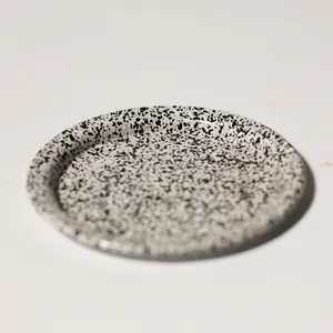 Vintage Black White Speckled Enamelware Splatter coaster