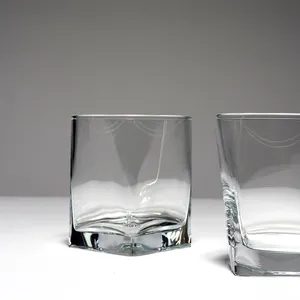 Square Heavy Bottomed Double Rocks Glass Pair Set - 3.5