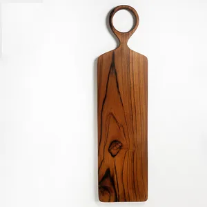  Unique Shaped Cuttingboard Solid Dark Wood Large Circle Handle - 21.5