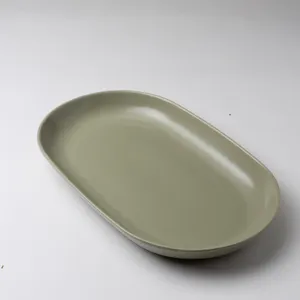 Oval Matte Green Serving Platter -  1.5