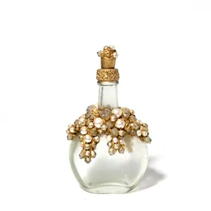 Glass Perfume Bottle Handmade decor bottle Vintage decoupage