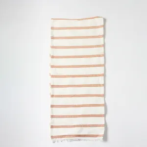 Narrow Cotton off with with strips of alternating light and dark pink 