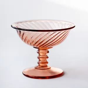 Pink Stemmed Swirl Dessert Bowl - 4