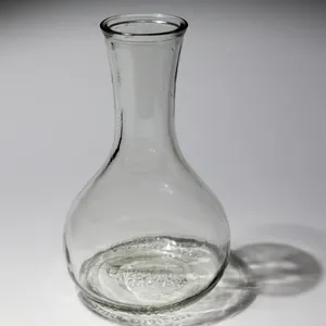Vintage Clear Glass Bulbous Wine Carafe Decanter, Flower Vase