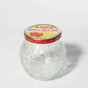 Clear Glass Quilted Jar Bama Jelly Jar with Lid Round Sphere - 4