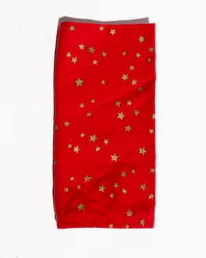 Red Cotton Napkin with Gold Stars Festive Christmas Holidays