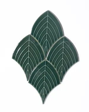 Hunter Ashy Green Glazed Ceramic Leaf Mosaic Tiles 5 toles total