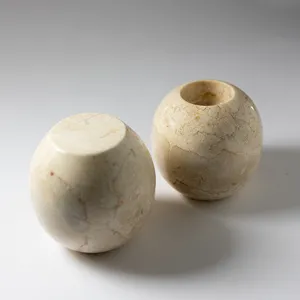 Round Warm Colored Marble Orb Candle Holder - 3.5