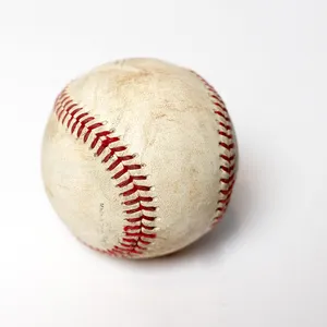 Used Softball White Leather Bound with Red Thread