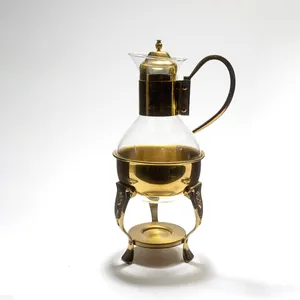 Princess House Coffee Tea Carafe clear glass with gold handle and trim with gold base - 9