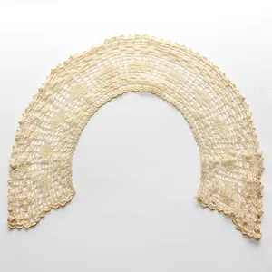 Vintage Handmade Lace Cream Ecru colored shaped like a collar wraps around a dish