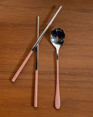 Silver and Mauve Chop Sticks set