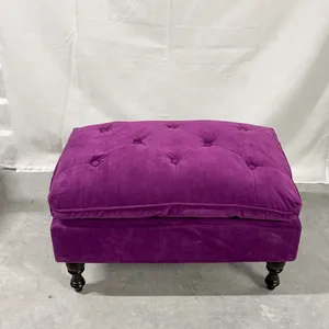 Purple Velvet Tufted Ottoman, crushed velvet fabric