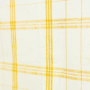Kitchen Soft Goods: Vinyl Tablecloth White with yellow plaid stripes - 35