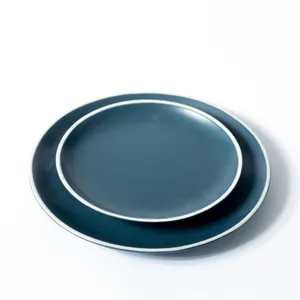 Smoky Blue with White Edge Dinnerware set Dinner - 10.5