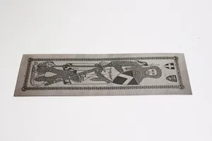 Medieval Knight Heraldic Silver Rubbing Engraved Plate
