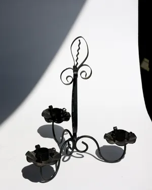 Wrought Iron Hanging Pedestal Candleabra