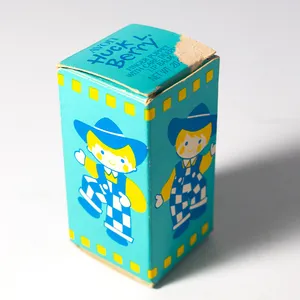 Vintage Cardboard Package Avon Fragrance Box Huck Berry Blue / Yellow / Turquoise