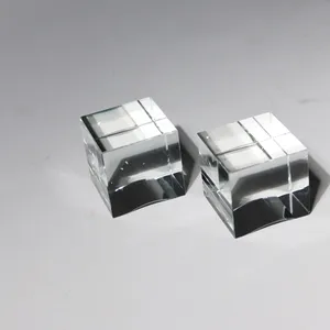 Optical Crystal Glass Cube Paperweight Clear Pair
