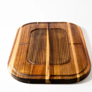 Solid Wood Cutting Board with Diamond Textured Center - 20