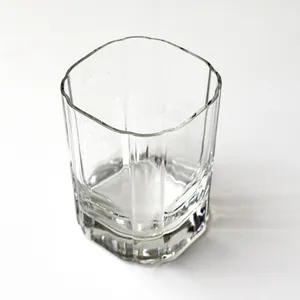 Set x 4 Barware Art Deco Scalloped Corners Rocks Glass - 3.75