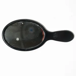 Small Black Oval Paddle Handle Vanity Mirror