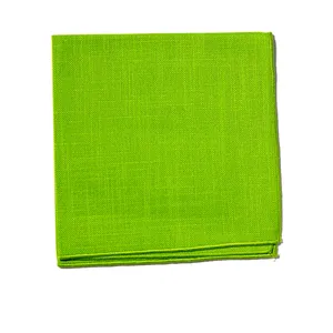 set of 8 bright green 80s linen napkin