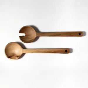Modern 2 piece Blond Wood Signature Salad Serving Utensils Set 