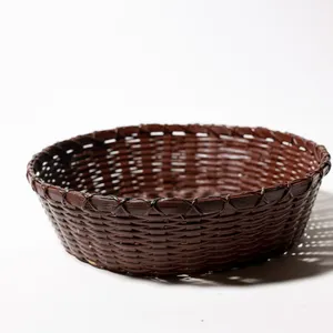 Vintage Woven Rattan Round Farmhouse Bread Basket, Round
